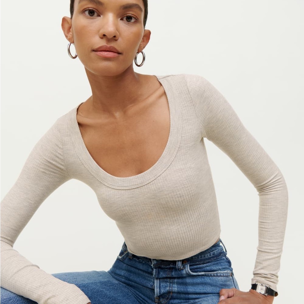 Reformation Cream Long Sleeve Top